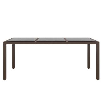 Garden Table 190x90 cm - Tempered Glass & Poly Rattan Brown