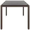 Garden Table 190x90 cm - Tempered Glass & Poly Rattan Brown