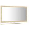 Stylish Bathroom Mirror in White and Sonoma Oak | 60x10.5 cm