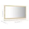 Stylish Bathroom Mirror in White and Sonoma Oak | 60x10.5 cm