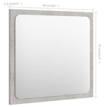 Contemporary Bathroom Mirror - Concrete Grey 40x1.5x37 cm