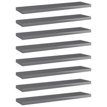 8 pcs High Gloss Grey Bookshelf Boards | Hipomarket UK