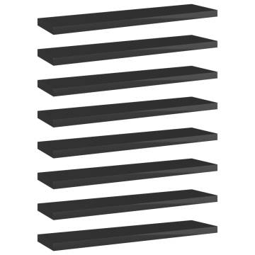 High Gloss Black Bookshelf Boards - 8 pcs | Hipomarket UK