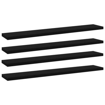 Bookshelf Boards 4 pcs Black - Engineered Wood Storage Solution