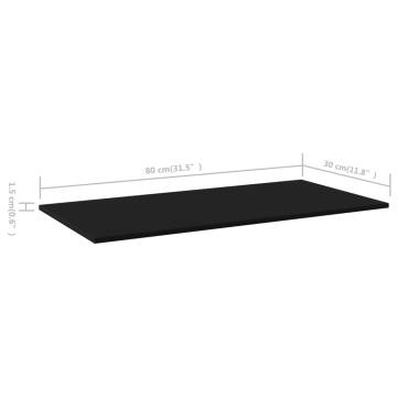 Bookshelf Boards 8 pcs Black | Engineered Wood 80x30 cm