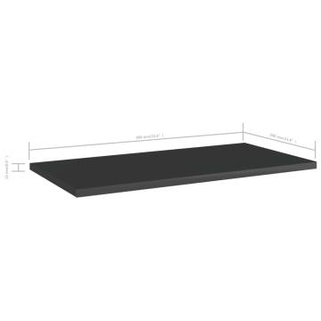 High Gloss Black Bookshelf Boards - 4 pcs - 60x30 cm