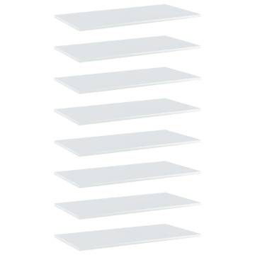 High Gloss White Bookshelf Boards - 8 pcs | 80x40 cm