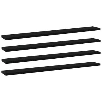 Bookshelf Boards 4 pcs Black - 80x10x1.5 cm Engineered Wood