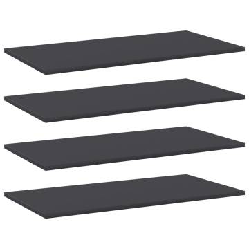 Bookshelf Boards 4pcs Grey - Engineered Wood Storage Solution