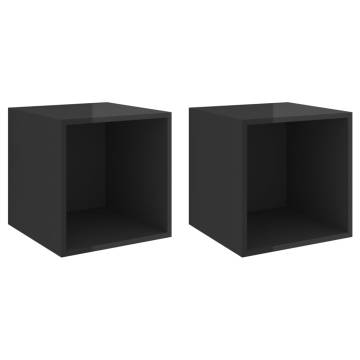 High Gloss Black Wall Cabinets - 2 pcs | HipoMarket UK