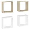 Wall Cube Shelves - 4 pcs White & Sonoma Oak | Hipomarket