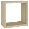 Wall Cube Shelves - 4 pcs White & Sonoma Oak | Hipomarket