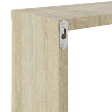 Wall Cube Shelves - 4 pcs White & Sonoma Oak | Hipomarket