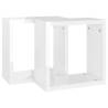 Stylish Wall Cube Shelves - High Gloss White, 2 pcs - HipoMarket