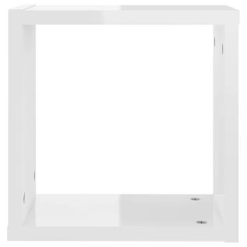 Stylish Wall Cube Shelves - High Gloss White, 2 pcs - HipoMarket