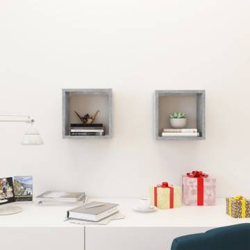 Wall Cube Shelves 2 pcs Concrete Grey - Stylish Home Decor