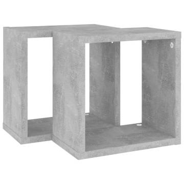 Wall Cube Shelves 2 pcs Concrete Grey - Stylish Home Decor