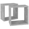 Wall Cube Shelves 2 pcs Concrete Grey - Stylish Home Decor