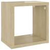 Stylish Wall Cube Shelves 4 pcs in White & Sonoma Oak