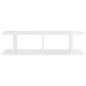 High Gloss White Wall Shelves - 2 pcs | 75x18x20 cm