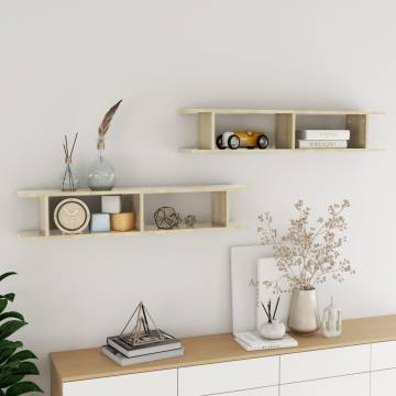 Sonoma Oak Wall Shelf Set - 2 pcs | Modern Home Storage