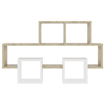 Car-Shaped Wall Shelf in White & Sonoma Oak | Stylish Storage Solution