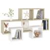 Car-Shaped Wall Shelf in White & Sonoma Oak | Stylish Storage Solution