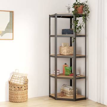 5-Layer Corner Shelf Anthracite Steel & Engineered Wood