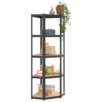 5-Layer Corner Shelf Anthracite Steel & Engineered Wood