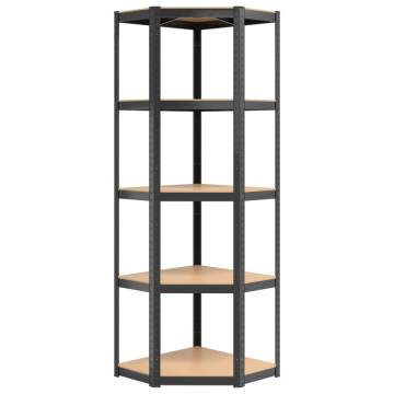 5-Layer Corner Shelf Anthracite Steel & Engineered Wood