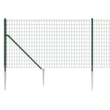 Wire Mesh Fence with Spike Anchors Green 1.1x25 m - Durable & Secure