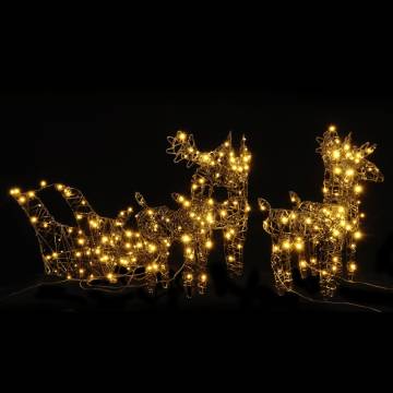 Christmas Rattan Reindeer & Sleighs with 240 Warm White LEDs