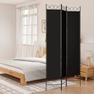 3-Panel Room Divider Black 120x220 cm - Flexible Privacy Solution