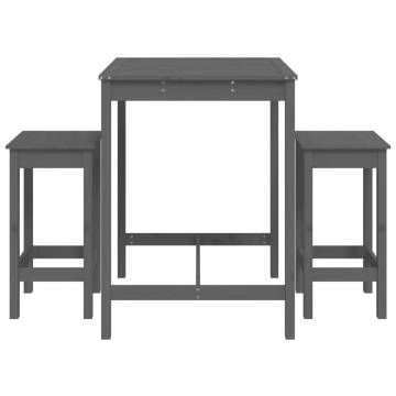 3 Piece Garden Bar Set in Grey Solid Pine Wood - HipoMarket