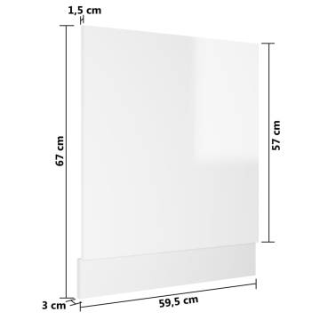 High Gloss White Dishwasher Panel - 59.5x3x67 cm