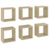 Wall Cube Shelves - 6 pcs in Sonoma Oak | 22x15x22 cm