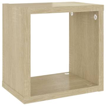 Wall Cube Shelves - 6 pcs in Sonoma Oak | 22x15x22 cm