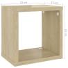 Wall Cube Shelves - 6 pcs in Sonoma Oak | 22x15x22 cm