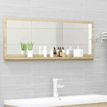 Sonoma Oak Bathroom Mirror - Stylish & Functional 100x10.5 cm