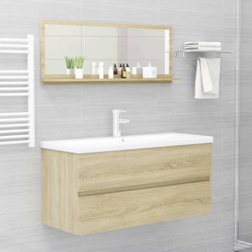 Sonoma Oak Bathroom Mirror - Stylish & Functional 100x10.5 cm