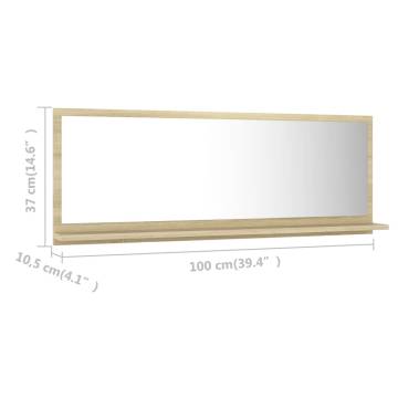 Sonoma Oak Bathroom Mirror - Stylish & Functional 100x10.5 cm