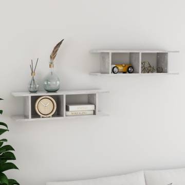 Wall Shelves 2 pcs Concrete Grey - Stylish Storage Solution