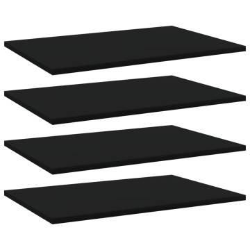 Bookshelf Boards 4 pcs Black - Engineered Wood Storage Solution