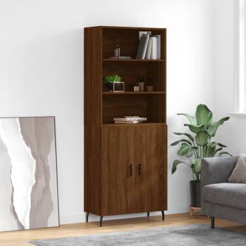 Stylish Highboard Brown Oak - 69.5x34x180 cm | HipoMarket