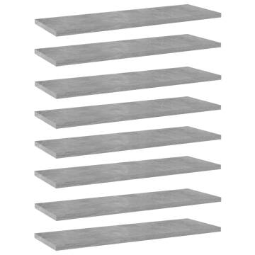 8 pcs Bookshelf Boards - Concrete Grey | Engineered Wood