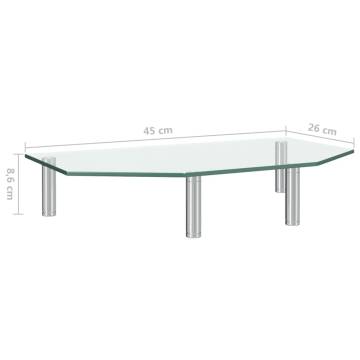 Monitor Stand 45x26x8.6 cm - Transparent Glass - Hipomarket