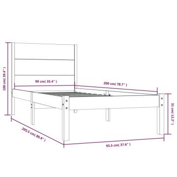 White Solid Pine Bed Frame 90x200 cm - Stylish Comfort