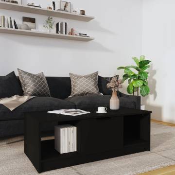 Elegant Black Coffee Table - 102x50x36 cm Engineered Wood