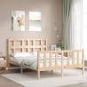 Solid Wood Bed Frame with Headboard 140x190 cm | HipoMarket