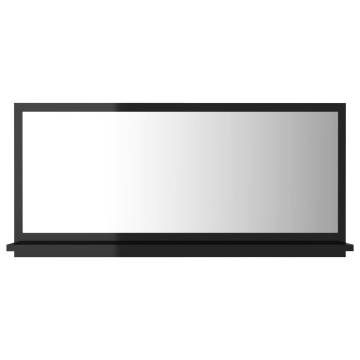 High Gloss Black Bathroom Mirror - 80x10.5x37 cm | HipoMarket